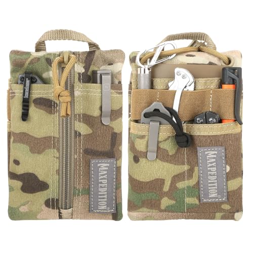 MAXPEDITION Platy Pocket Organizer Durable EDC Tool Pouch for Men Neck Wallet with Paracord Lanyard Holds Flashlight Multitool Pen Notebook (Multicam 4 x 6)