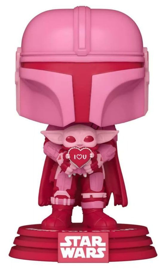 Funko Pop! Star Wars: Valentines - Boba Fett - Mando Con Grogu (The Child, Baby Yoda) - The Mandalorian - Figuras Miniaturas Coleccionables Para Exhibición - Idea De Regalo - Mercancía Oficial
