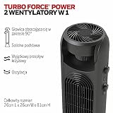 Wysokoprędkościowy wentylator kolumnowy 2 w 1 z funkcją oscylacji Honeywell TurboForce (6 poziomów prędkości, 2 niezależnie sterowane wentylatory, oscylacja w zakresie 80°, wentylator kolumnowy o wysokości 80 cm) HYF500