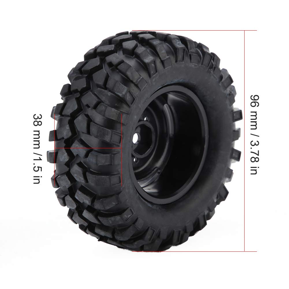 Bnineteenteam Pneumatici per Auto RC, 4 Pezzi Pneumatici in Gomma Cingolati RC Modello Antiscivolo Fuoristrada Parti di Ricambio Adatte per Auto Axial SCX10 D90CC01 1/10