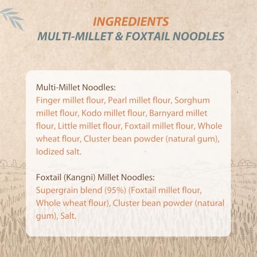 Image of Organic Wisdom-Back to Roots Multi Millet & Foxtail Noodles Combo | 784 g - 4 packs (4 * 192g) | Not Fried | No Maida, no MSG, No Transfat | Protein & Fiber Rich