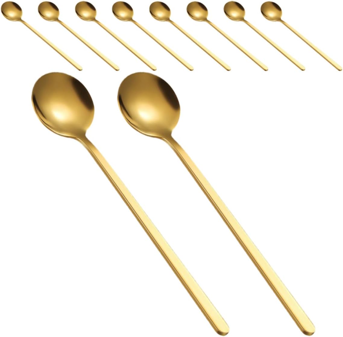 Coffee Spoons Ice Cream and Tea Stirring Spoons Long Handle Design Stainless Steel 10pcs Multifunctional for Home Kitchen and Commercial Kitchen Use