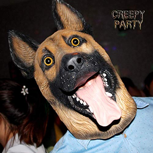 CreepyParty Halloween Kostüm Party Tierkopf Latex Maske Deutscher Schäferhund