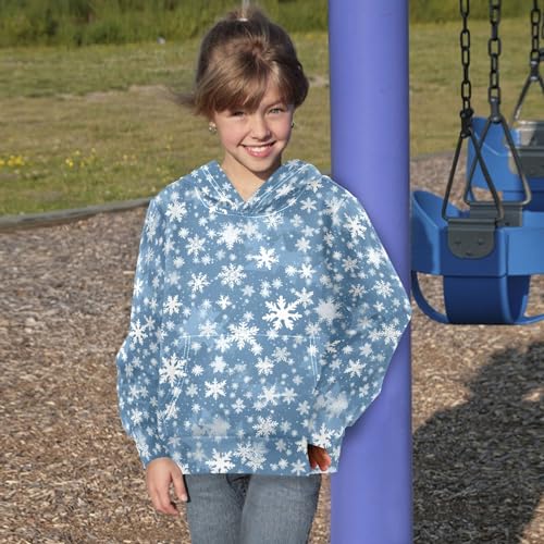 Kids Hoodies Sweaters Christmas Xmas Snowflake Hooded Sweatshirts with Big Pockets for Boys Girls B04004014