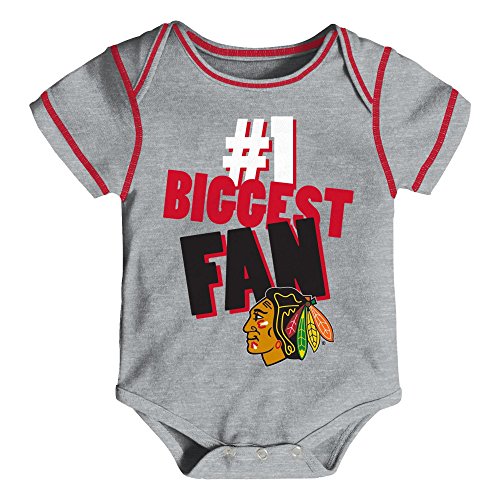 VF Chicago Blackhawks #1 Biggest Fan One Piece Creeper Bodysuit - Gray (Chicago Blackhawks, 0-3 Months)