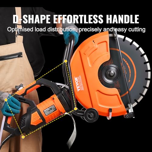 Image of VEVOR Electric Concrete Saw, 16 in, 3200 W Motor Circular Saw Cutter | Max. 6 in Adjustable Cutting Depth, Wet Disk Cutter, Includes Water Line, Pump and Blade, For Stone, Brick