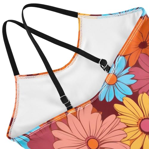 Flowers Floral Vintage Girls One Piece Swimsuit Beach Swimwear 208517134