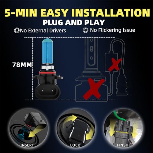 Image of HeadLight Bulbs Fit for 2018-2020 Ford EcoSport,9005 H11 High Low Beam Light Bulbs,Halogen HeadLights,300% Brightness,Plug and Play,6000K White,4 Pcs