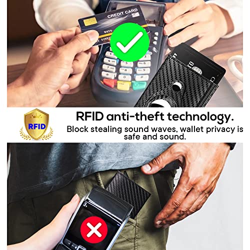 Pehvdkuq Mens Wallet with RFID Blocking Technology, Slim Smart Wallet for Minimalist Carbon Fiber Leather (Airtag Not Included)2