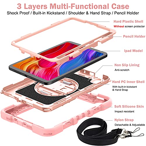 Housse iPad mini 2021 antichoc rose doré avec support de table - 2