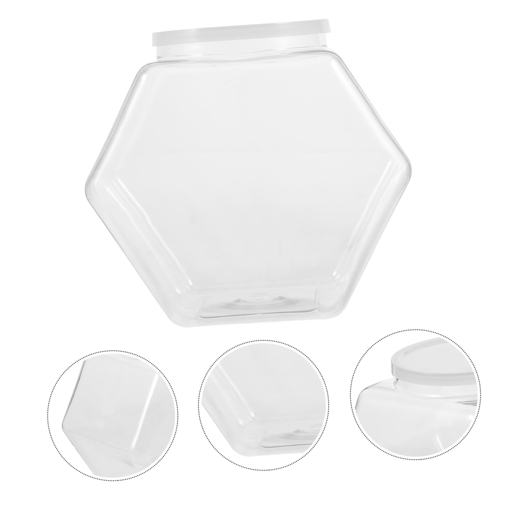 COLLBATH Barattoli Esagonali in Plastica Bianca da 3800ml, 2 Pezzi Coperchio Ermetico per Snack e Alimenti Secchi, Contenitori per Conservazione Cibo