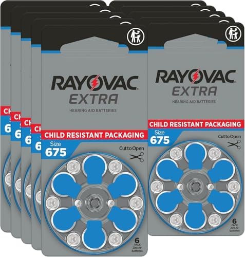 Rayovac Extra Advanced Hearing Aid Batteries, Size 675, Blue Tab, PR44, Pack of 60 image 4