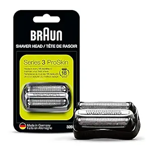 Braun Series 3 Pro Skin Electric Shaver Replacement Head - 32B - Compatible with Electric Razors 3000s, 3010s, 3040s, 3050cc, 3070cc, 3080s, 3090cc
