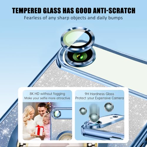 Image of Misscase for iPhone Air Magnetic Glitter Case Compatible with MagSafe,Full Protection Slim Shockproof Case with Camera Lens Protector Plating Bling Cover Case for iPhone 17 Air 6.5 inch Blue