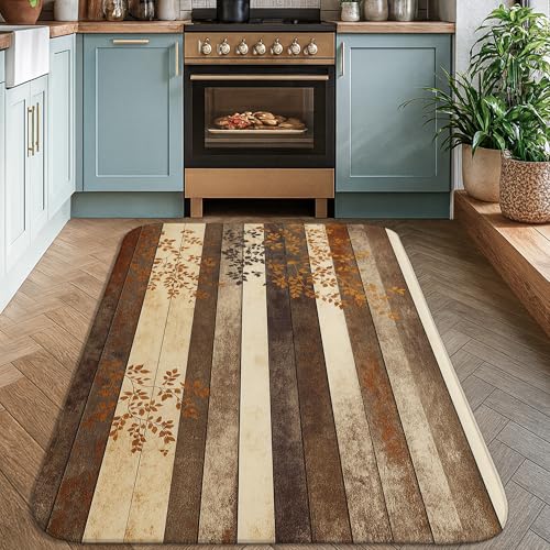 Tapis à poils courts marron automne avec motifs branches de 1,2x1,8m