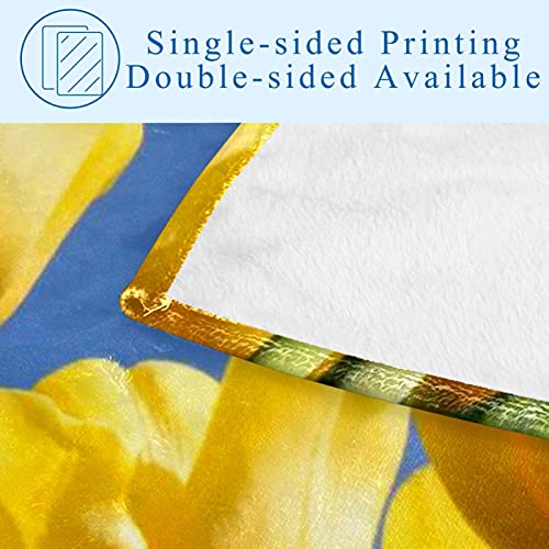Couverture douce tulipe jaune 150x100 cm plaid de lit et canapé