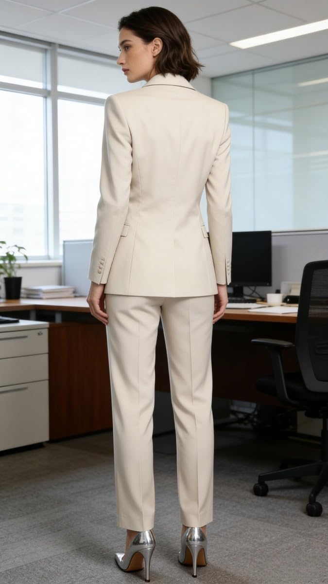 Pantalones para mujer, trajes de negocios con doble botonadura para el trabajo, blazer, pantalones formales
