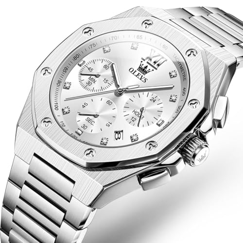 Image of OLEVS Watches for Men Luxury Fashion Large Dial Male Watches Analog Quartz Stainless Steel Waterproof Business Dress Men's Wrist Watch