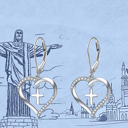 S925 Sterling Silver Heart Dangle Drop Stud Earrings for Women Mom Sister Friend Jewelry3