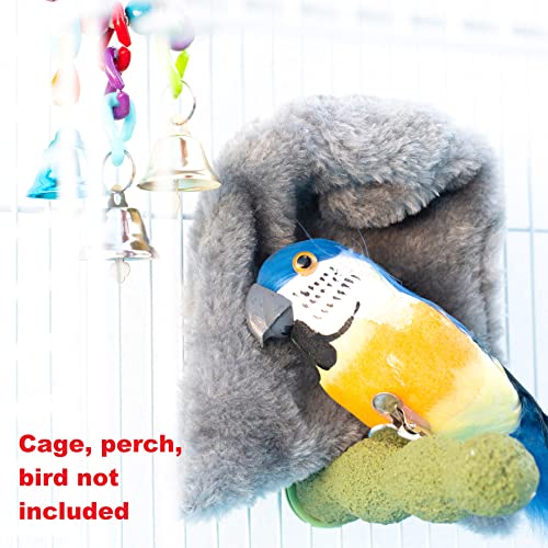 Image of Bird Blanket Cozy Warm Plush Cuddle Nest Hanging Toy Fleece Sunggle Hut House Bed Hammock Shelter for Parakeet Cockatiel Grey Toy for Bird Cage Comfort Corner Large Medium Small (Large)