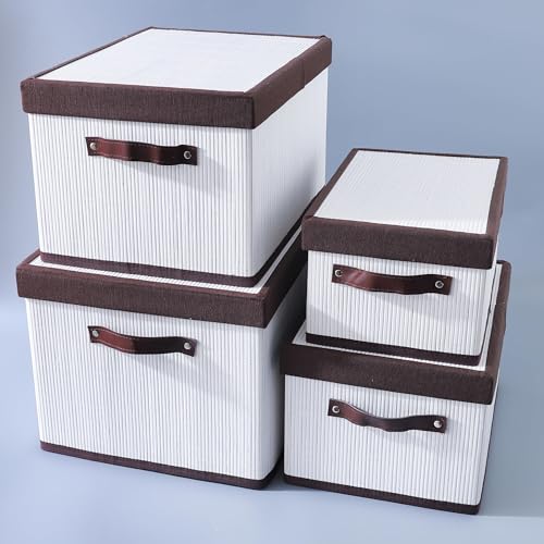 Image of UMAI Laundry Basket | Bamboo Cloth Laundry Basket | LaundryBasket for Clothes-Toys | Storage Hamper with Lid | Foldable & Durable | Set of 4 | White