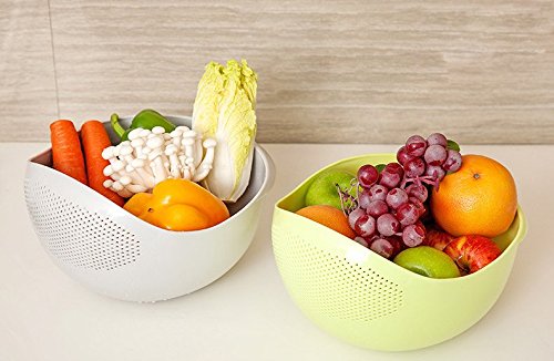 Japanese Design 4.2Qt (4L) Rice Washer Strainer Colanders For Cleaning Vegetable, Fruit, Pasta (Big, White) #TOP5