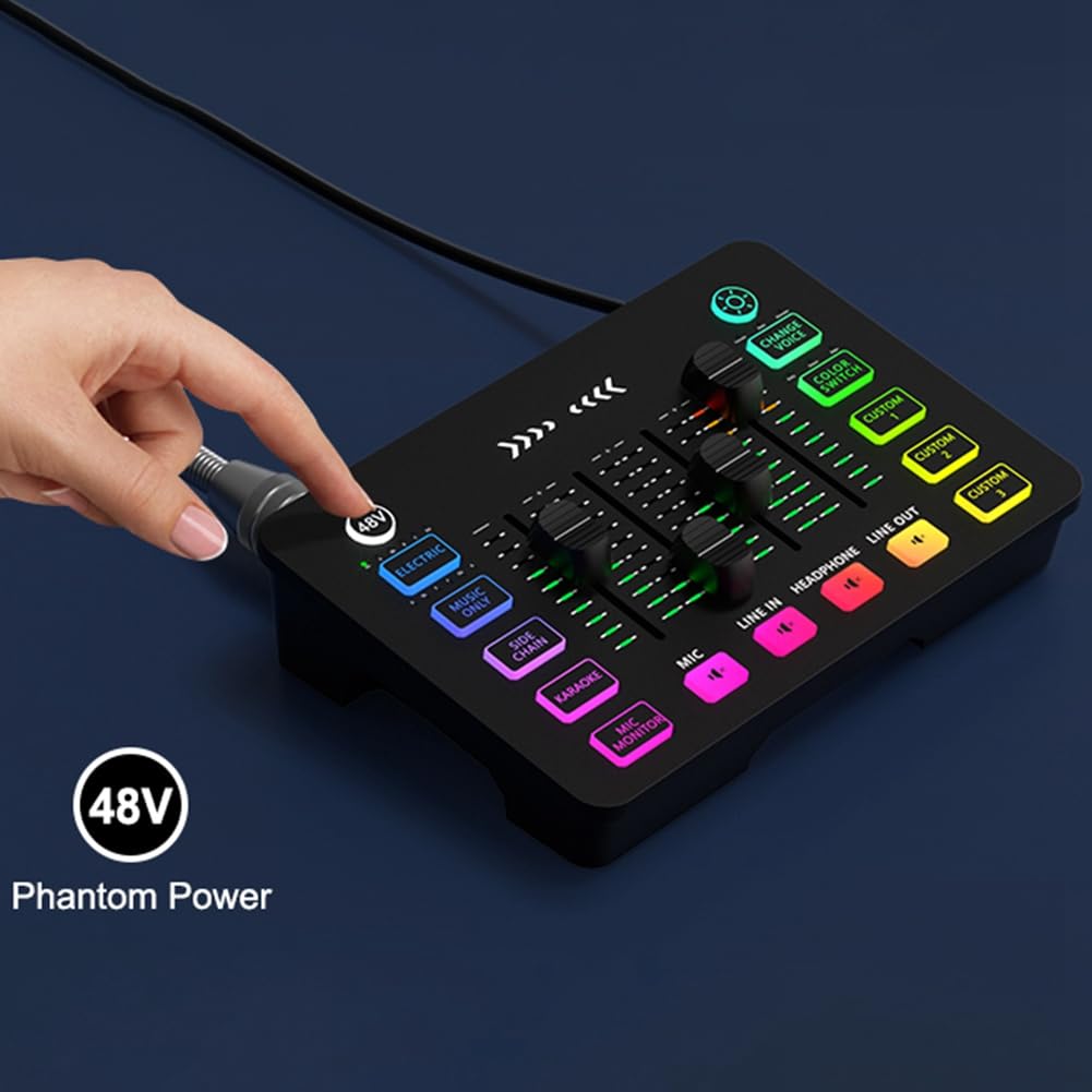 Mikser audio z kartą dźwiękową, akumulator z interfejsem mikrofonu XLR do podcastów/nagrywania