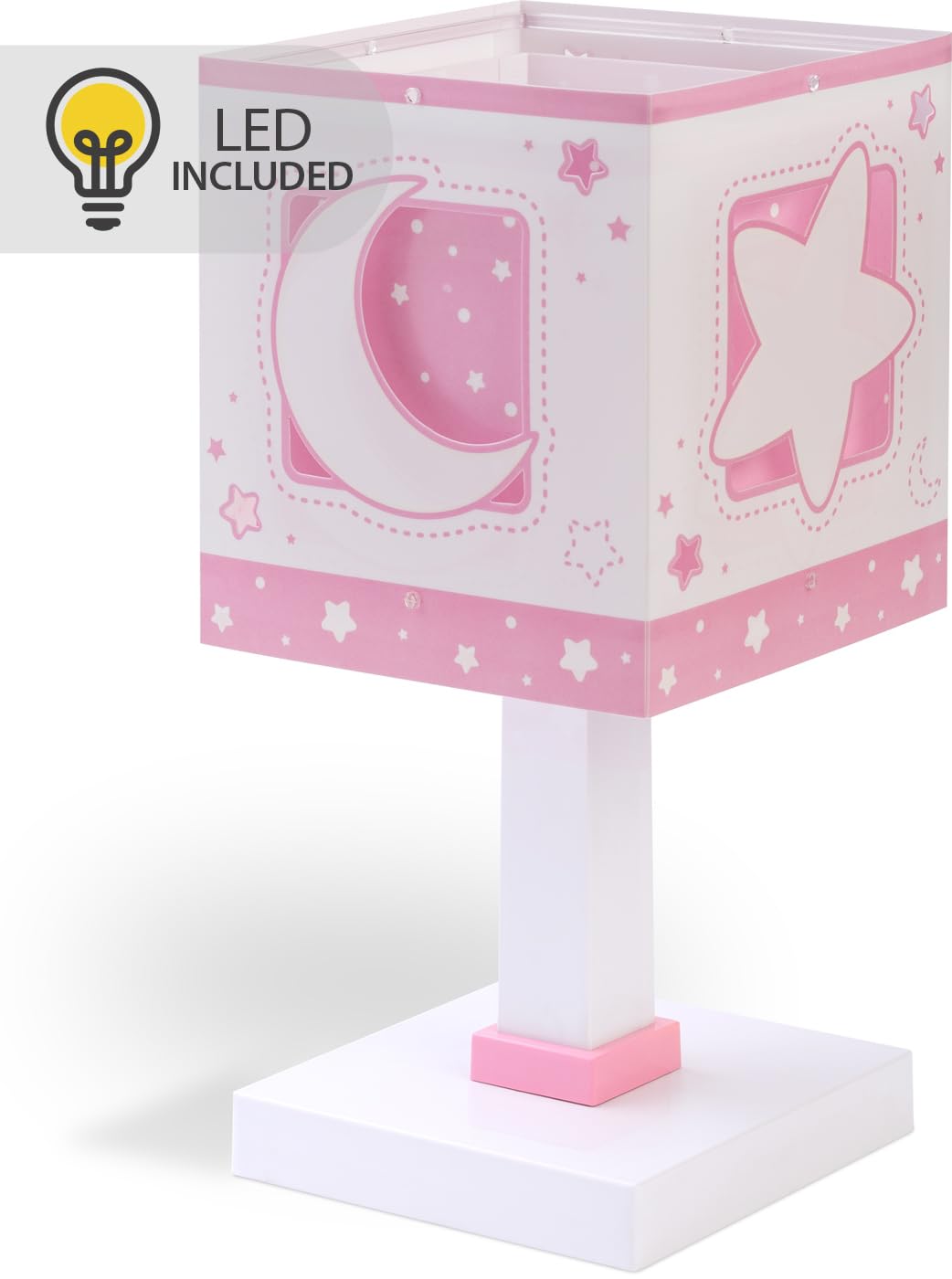 Dalber Kinder Tischlampe Moonlight Rosa Mond Sterne 63231NS G4 LED | Nachtlicht; 4W LED; Glühbirne enthalten