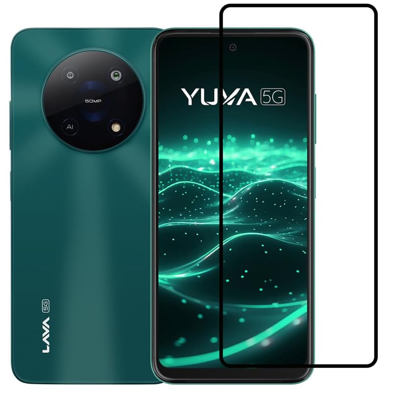 Image of Edge To Edge Screen Protector Tempered Glass For Lava Yuva 5G With Easy Installation Kit