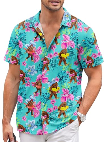 Men's Hawaiian Shirt Short Sleeve Casual Button Down Summer Tropical Beach Vacation Funny Shirts for Men
