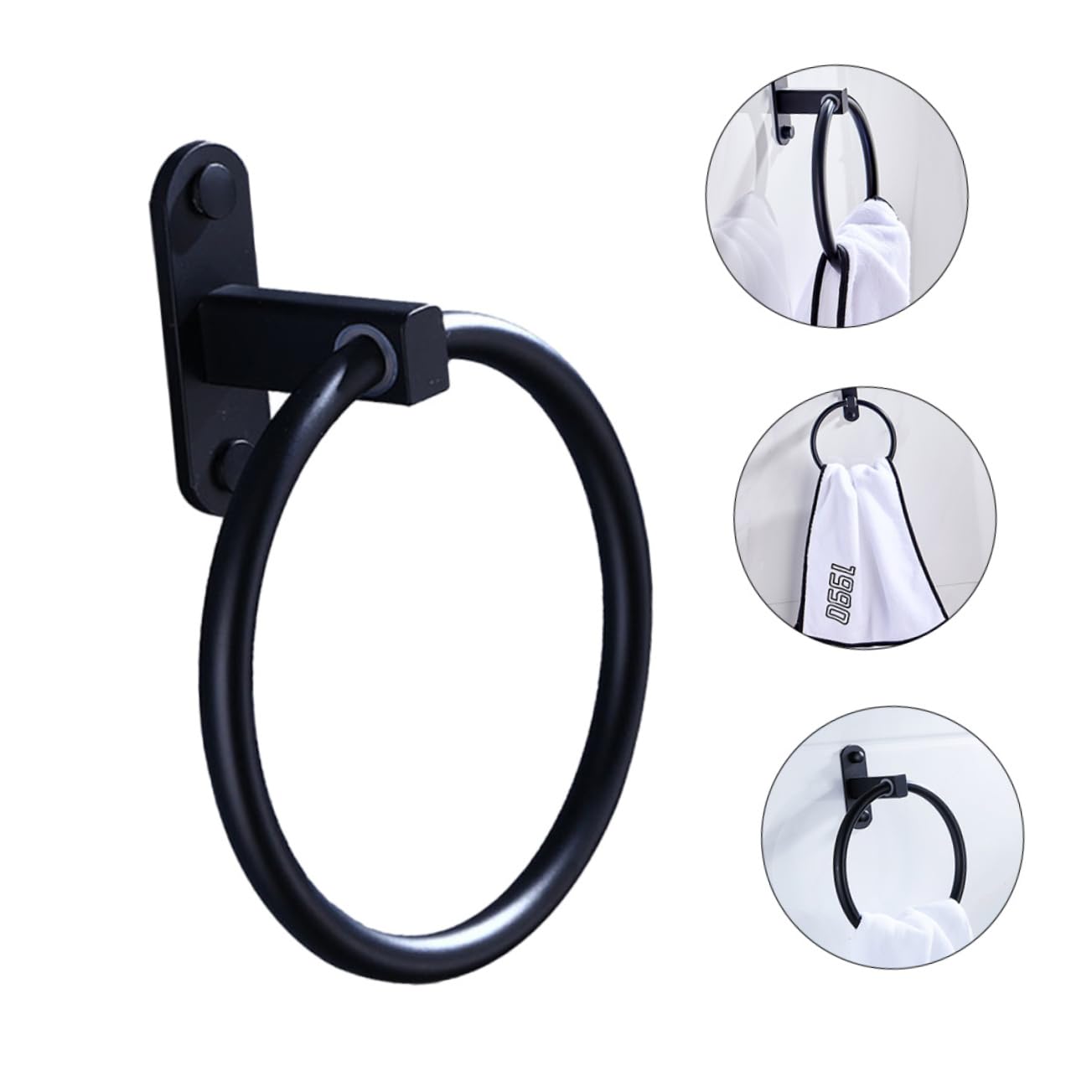2 Piezas Toalla de Aluminio toallero Toalla de baño Colgador de Toallas de baño Negro