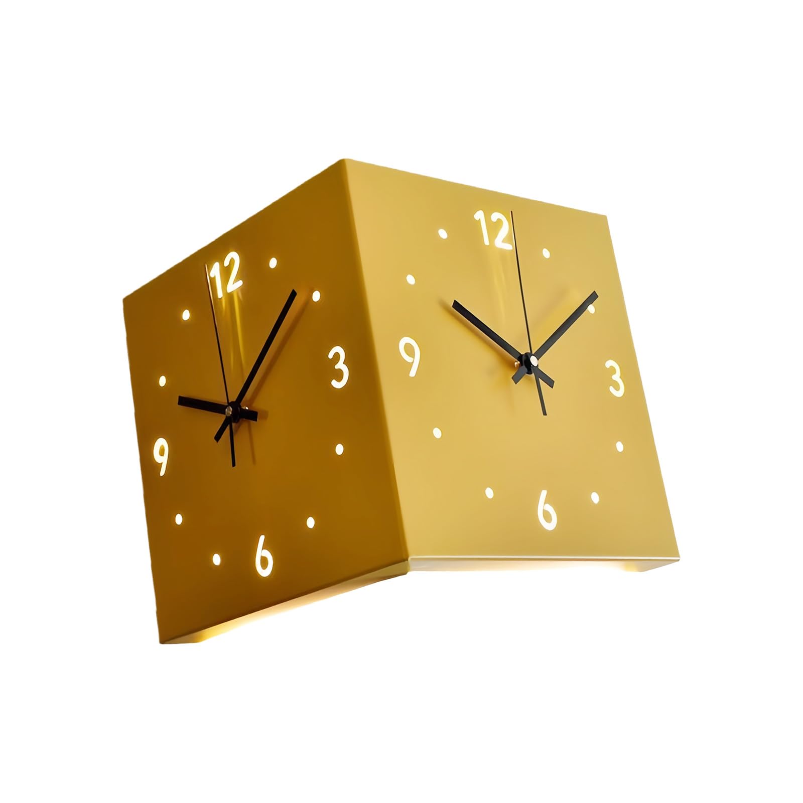 GTYLF Sided Corner Wall Clock, Battery Operated Silents Wall Clock for Bedroom Living Room Decors Decorative Clocks Battery Operated SILENTs Clocks