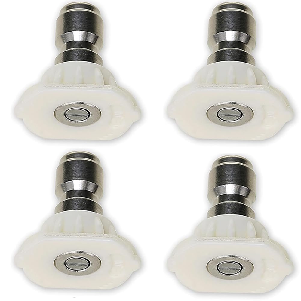 Wunilatev 40° (4 Pieces) Pressure Washer Nozzle, 4-Pack Pressure Washer Nozzle Tips 0-40 Deg 1/4" Qc 4000 Psi Hole 0.98-1.51Mm(,Hole Diameter 1.24Mm (0.049In))