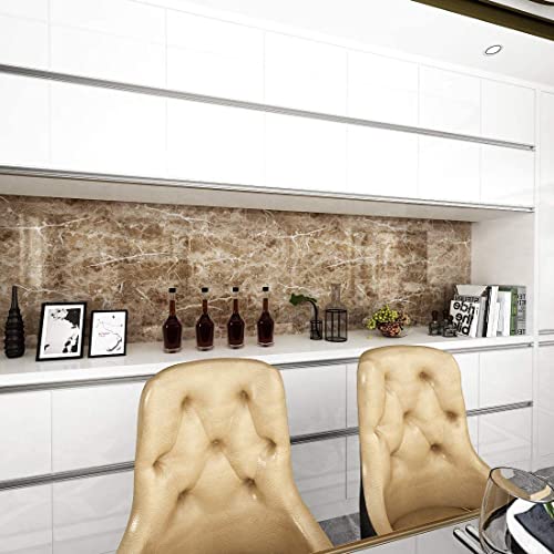 Image of HOME13 Vinyl Kitchen Self Adhesive Vinyl Decorative Brown Marble Wallpaper for Kitchen Countertop Home /Office 2 Ft x 20 Ft with 2pcs