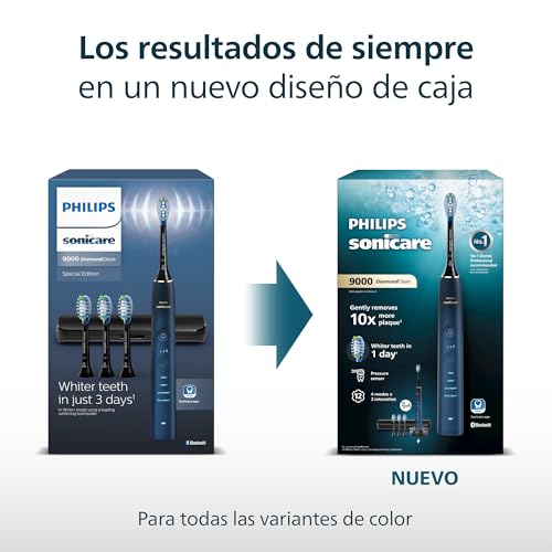 Philips Sonicare DiamondClean 9000, cepillo dental eléctrico, edición especial, cepillo dental sónico con aplicación, sensor de presión, soporte de carga, color aguamarina, modelo HX9911/89 - imagen 6