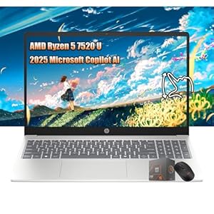 HP Liquidación para laptop 2025 | Laptop con pantalla táctil HD de 15.6 pulgadas | AMD Ryzen 5 7520U Beat Intel Core i7-4930K | 16 GB LPDDR5 RAM | SSD de 1 TB | Windows11 | W/mouse