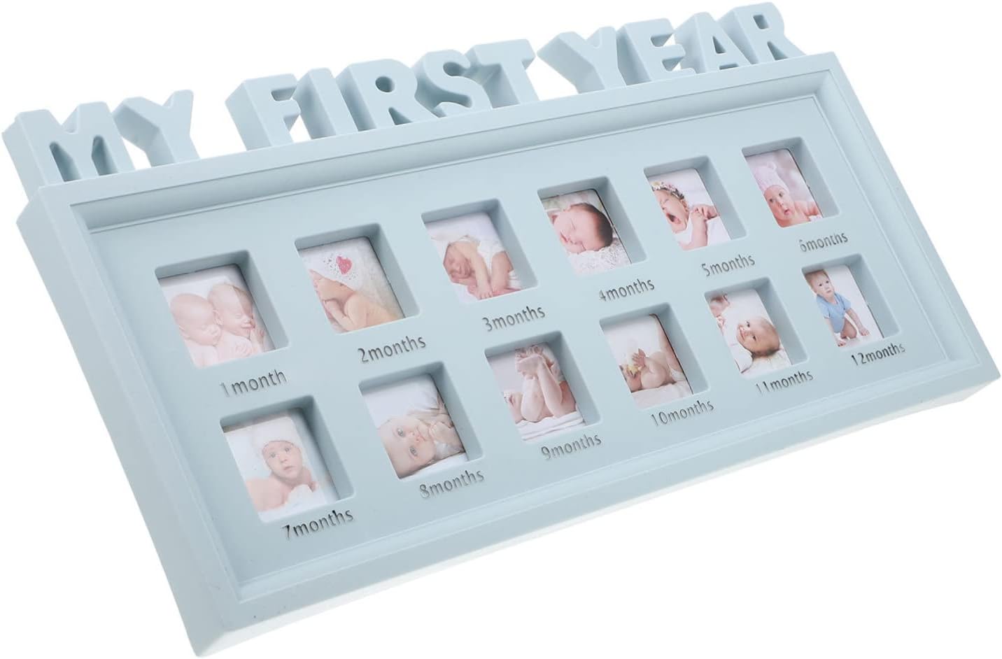 Milisten Keepsake Photo Frame Month Growth Record Display for Creative Letter Design for Nursery Decor and Showers
