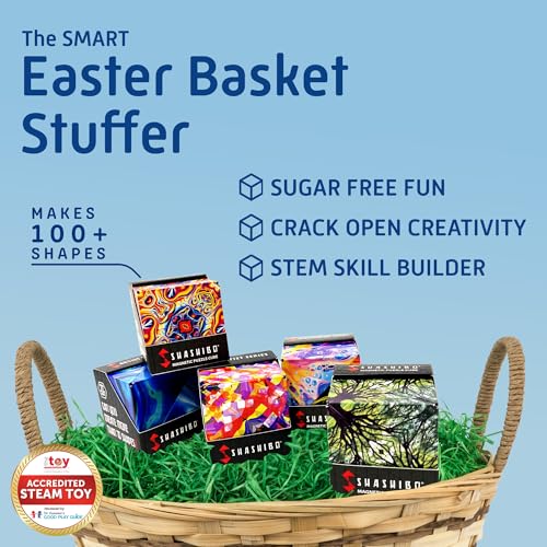 Image of Shashibo Shape Shifting Box - Award-Winning, Patented Fidget Cube w / 36 Rare Earth Magnets - Transforms Into Over 70 Shapes, Gift Box, Download Fun in Motion Toys Mobile App (Earth, 4 Pack)