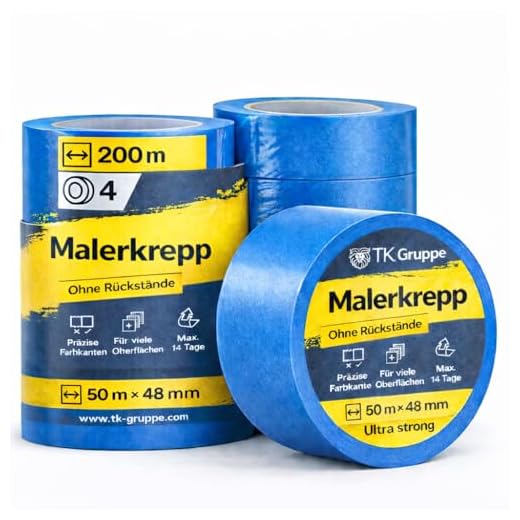 5x Malerkrepp 50 m * 38 mm / 250 Meter - Kreppband Klebeband Abklebeband Painty Tape für einfaches Streichen & Malerarbeiten