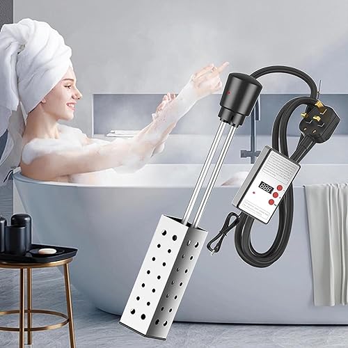 Riscaldatore a Immersione - 1500W riscaldatore ad Acqua elettrica Portatile con termostato Digitale per Vasca e Piscina