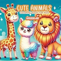 Cute Animals coloring book for kids: 50 Jumbo Bold and Easy Kawaii designs for Toddlers, Girls and Boys (Kawaii Coloring books) B0CVVVPT5W Book Cover