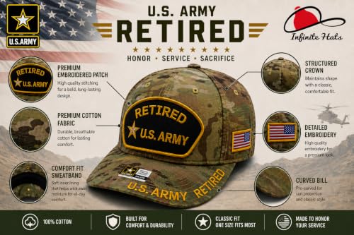 Image of US Army Veteran Hat for Men - Officially Licensed Military Baseball Cap, Gift for Veterans