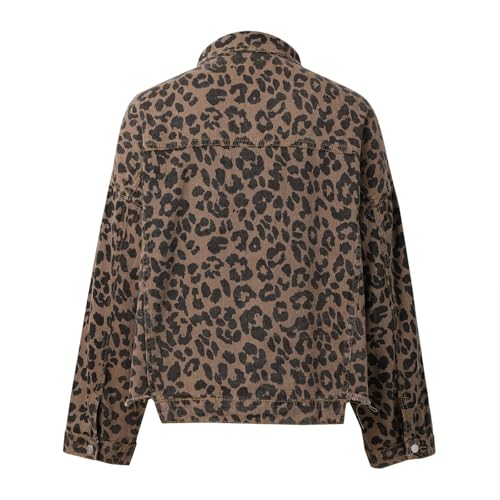 Womens Denim Jackets Collar Neck Rolled Sleeve Loose Fit Button Cardigan Trendy Long Cowgir_l Winter Fall Coats4