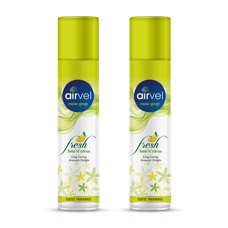 Image of Airvel Lemon Fragrance Room Spray & Air Freshener | Aromatic Fresh Fragrance for Home & Car | Pack of 2 (217ml each)