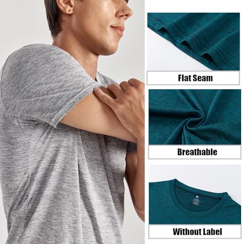 3-Pack Men's Performance Short Sleeve Crew Neck T-Shirts - Quick-Dry Athletic Running and Workout Tops4