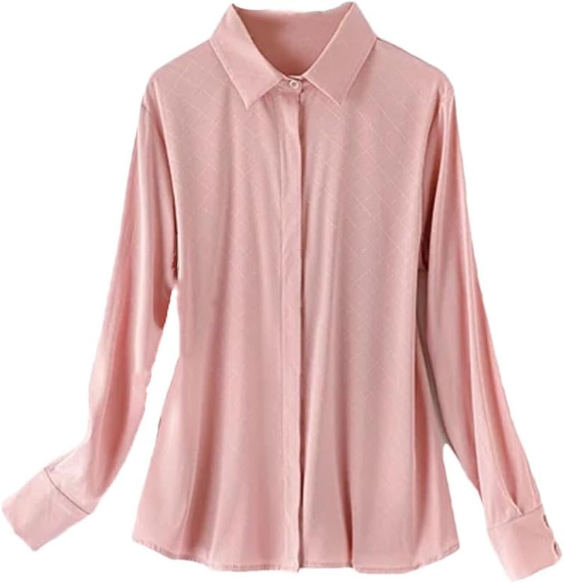 Women's Solid Color Single Breasted Lapel Office Shirt