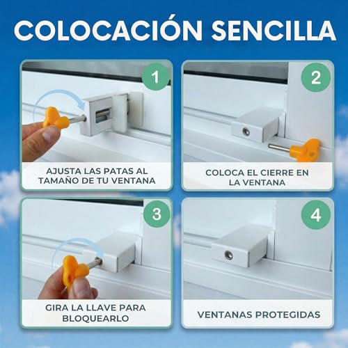 Miniatura 4 de Cierre Ventana Corredera Con Llave Pack 2 Bloqueo Ventanas Correderas Aluminio Blanco Seguro Ventana Corredera Para Niños Y Mascotas Cerradura Puerta Corredera Tope Seguridad Ventanas