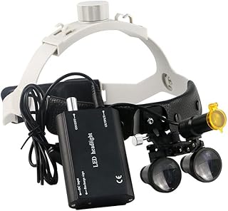 Headband 3.5X Loupes Magnifer with Optical Filter 5W LED Head Lamp Belt Clip Type Black