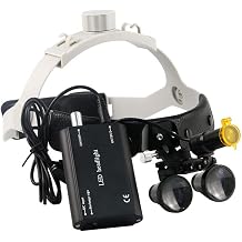 Headband 3.5X Loupes Magnifer with Optical Filter 5W LED Head Lamp Belt Clip Type Black