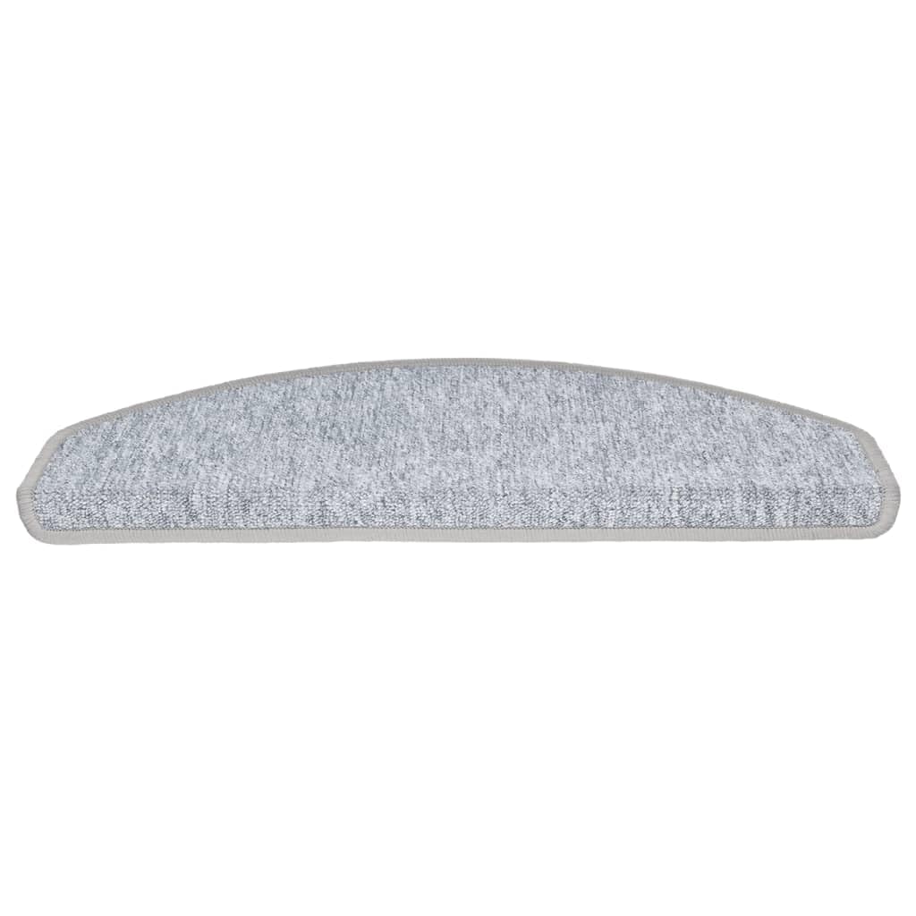 vidaXL 15x Tapis d'Escalier Tapis de Marche d'Escalier Protection d'Escalier Surface Antidérapante Intérieur Maison Gris Clair 65x24x4 cm